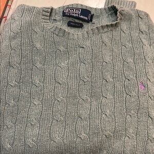 Polo by Ralph Lauren Gray Crewneck Cable Knit Sweater